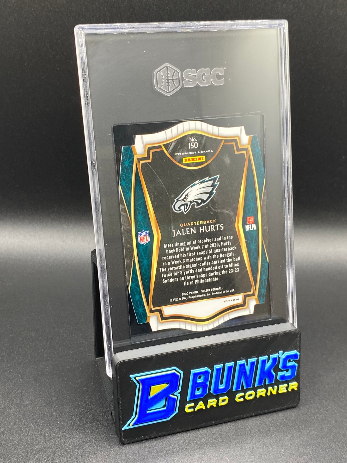 2020 Jalen Hurts Light Blue Die-Cut Prizm SGC 10