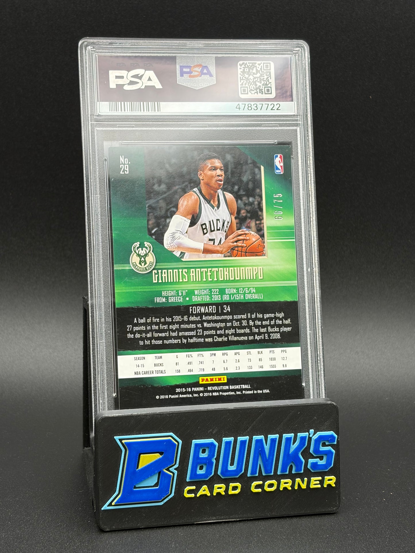 2015 Giannis Antetokounmpo Sunburst Revolution PSA 9 66/75