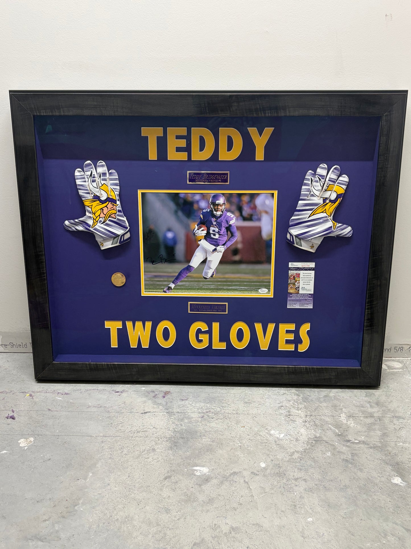 Teddy Bridgewater Auto "Two Gloves" Frame 31x37