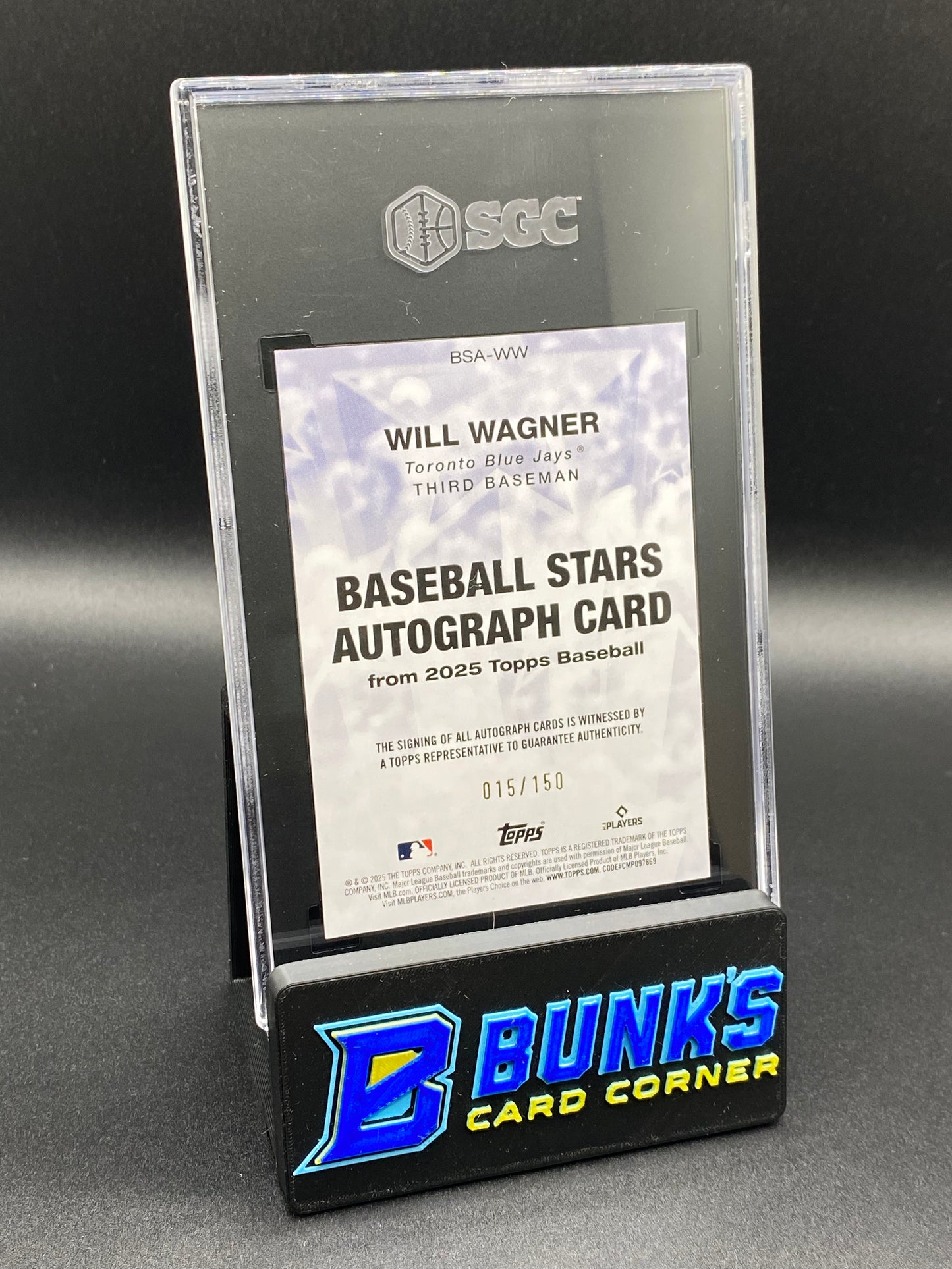 2025 Will Wagner Baseball Stars Auto. Blue 15/150 SGC 10/9.5