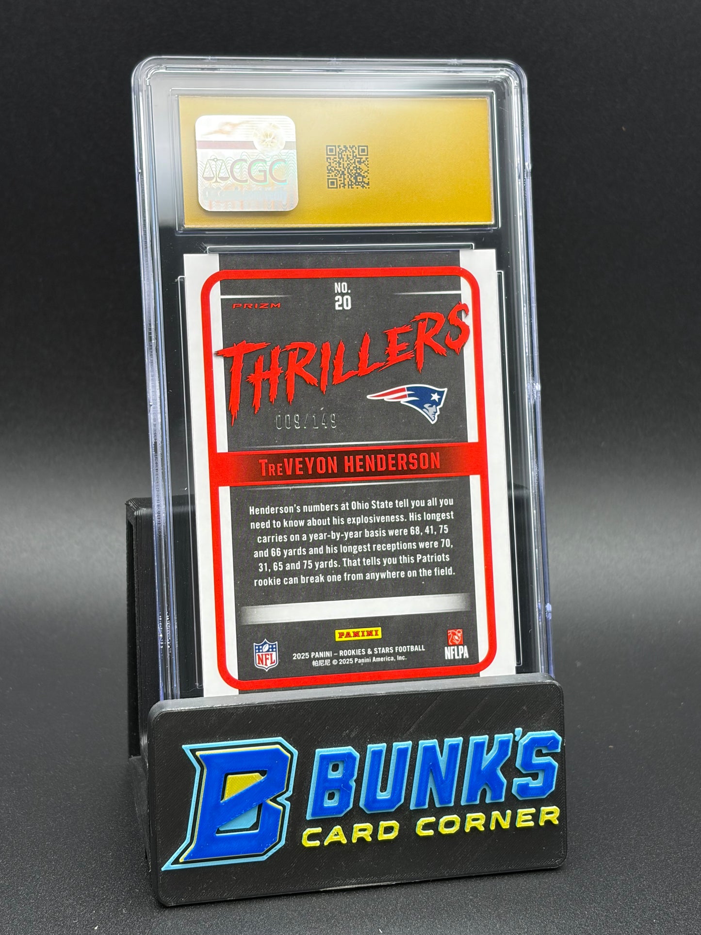 2025 TreVeyon Henderson White Thrillers Rookies & Stars CGC Pristine 10