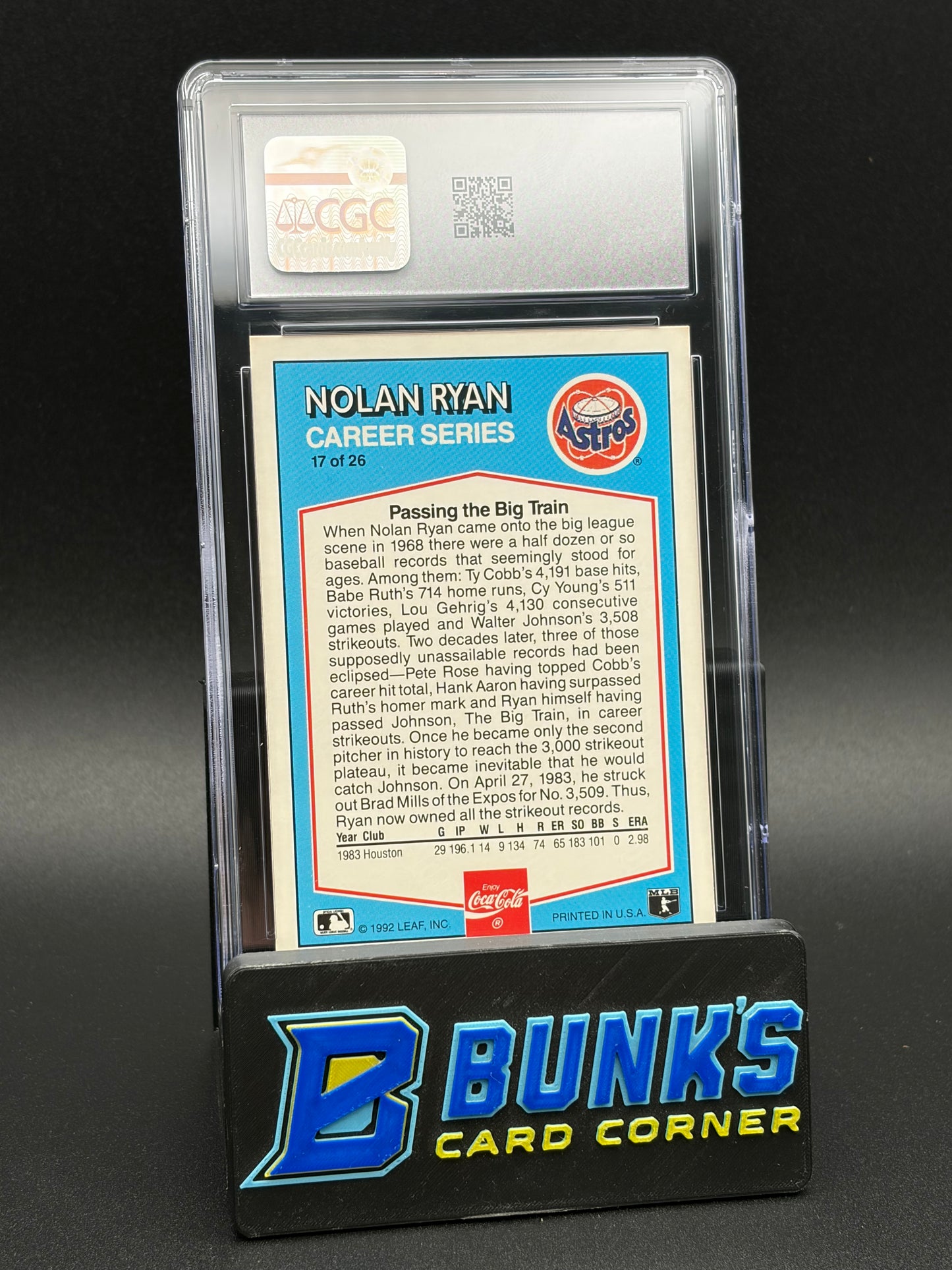 1992 Nolan Ryan Career Series Donruss Coca-Cola CGC 9.5