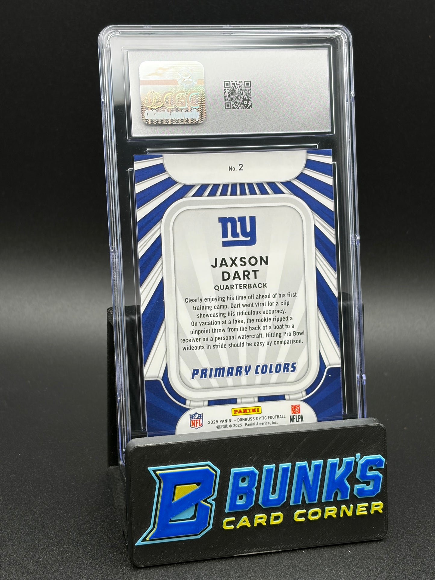 2025 Jaxson Dart Rookie Primary Colors Donruss Optic CGC 10 RC