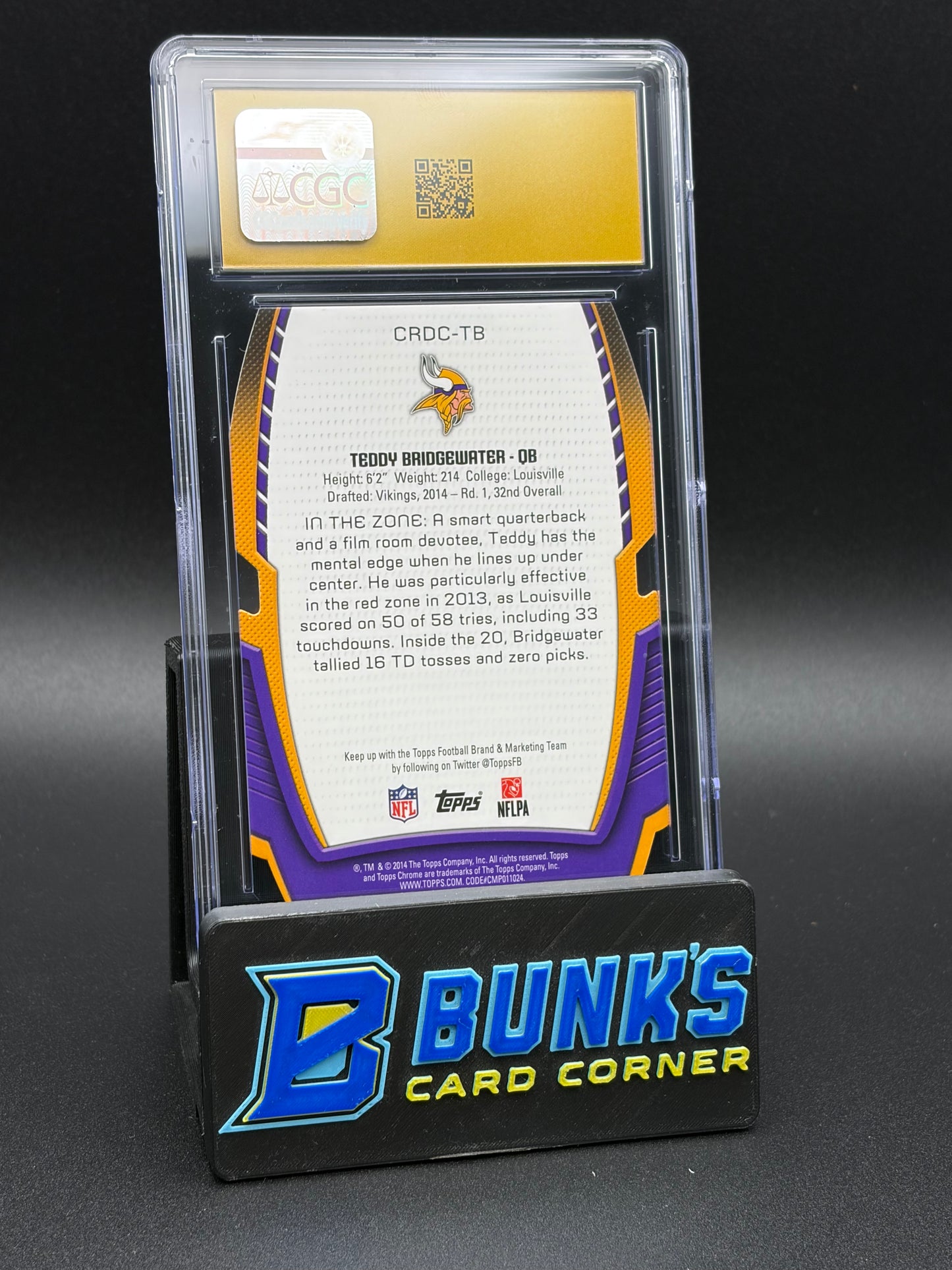 2014 Teddy Bridgewater Rookie Die Cuts Topps Chrome CGC Pristine 10 RC