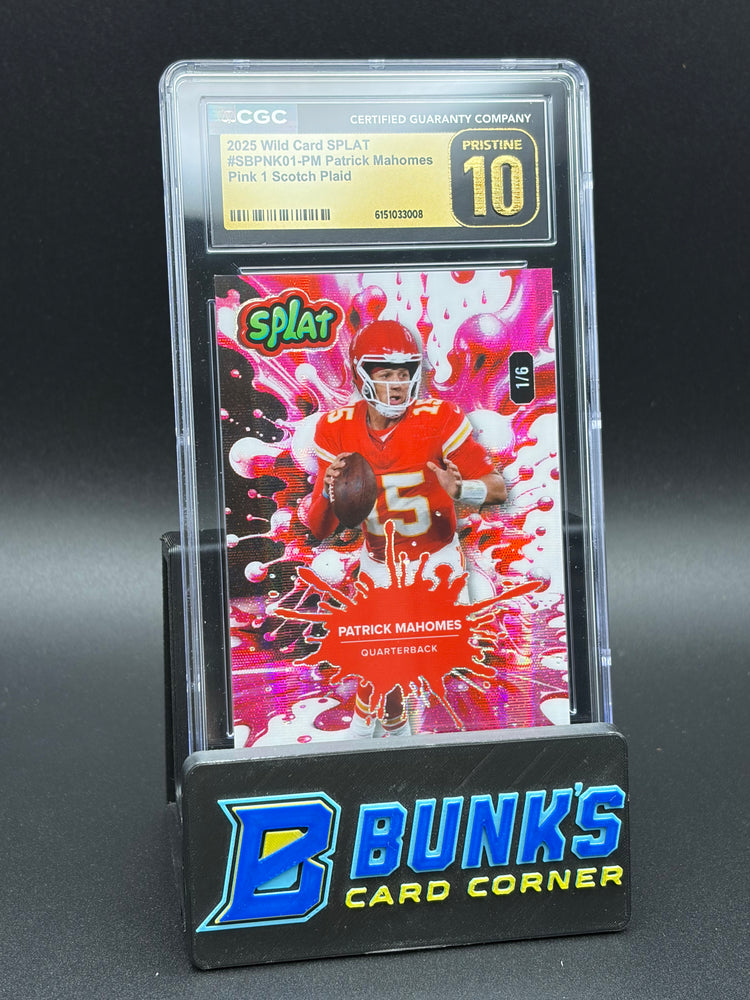 2025 Patrick Mahomes Pink 1 Scotch Plaid Wild Card SPLAT CGC Pristine 10 1/6
