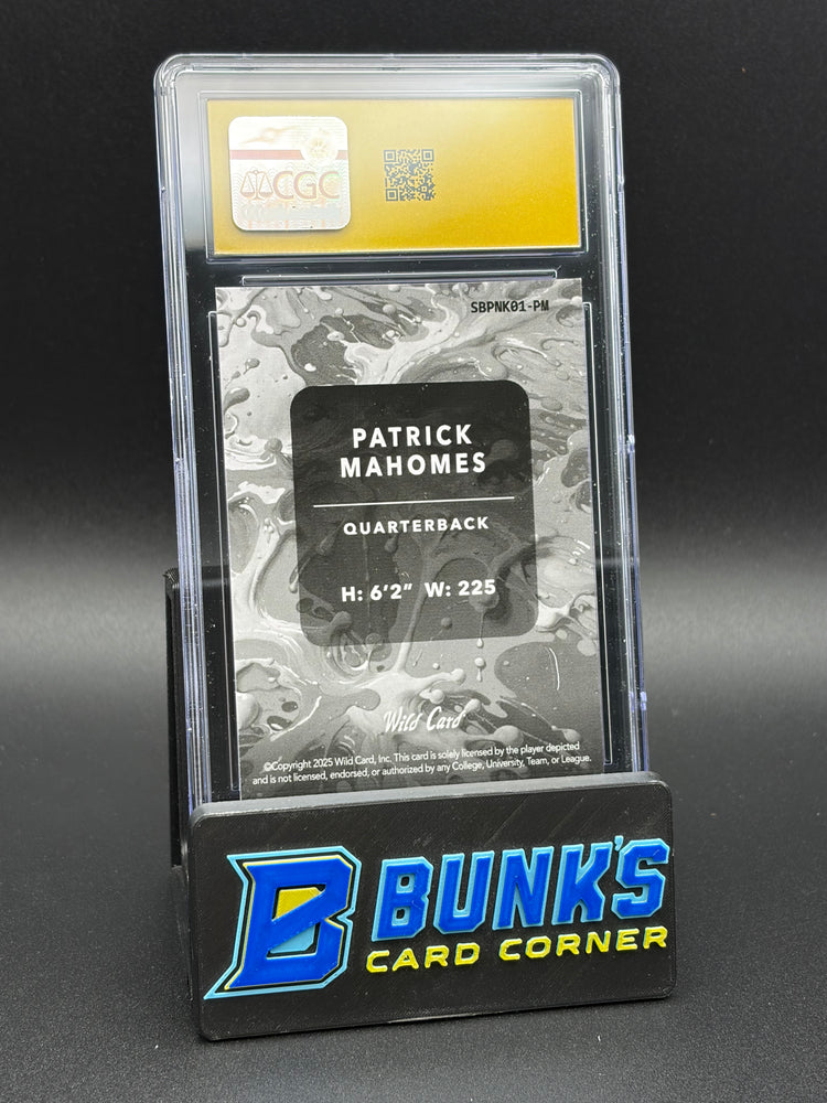 2025 Patrick Mahomes Pink 1 Scotch Plaid Wild Card SPLAT CGC Pristine 10 1/6
