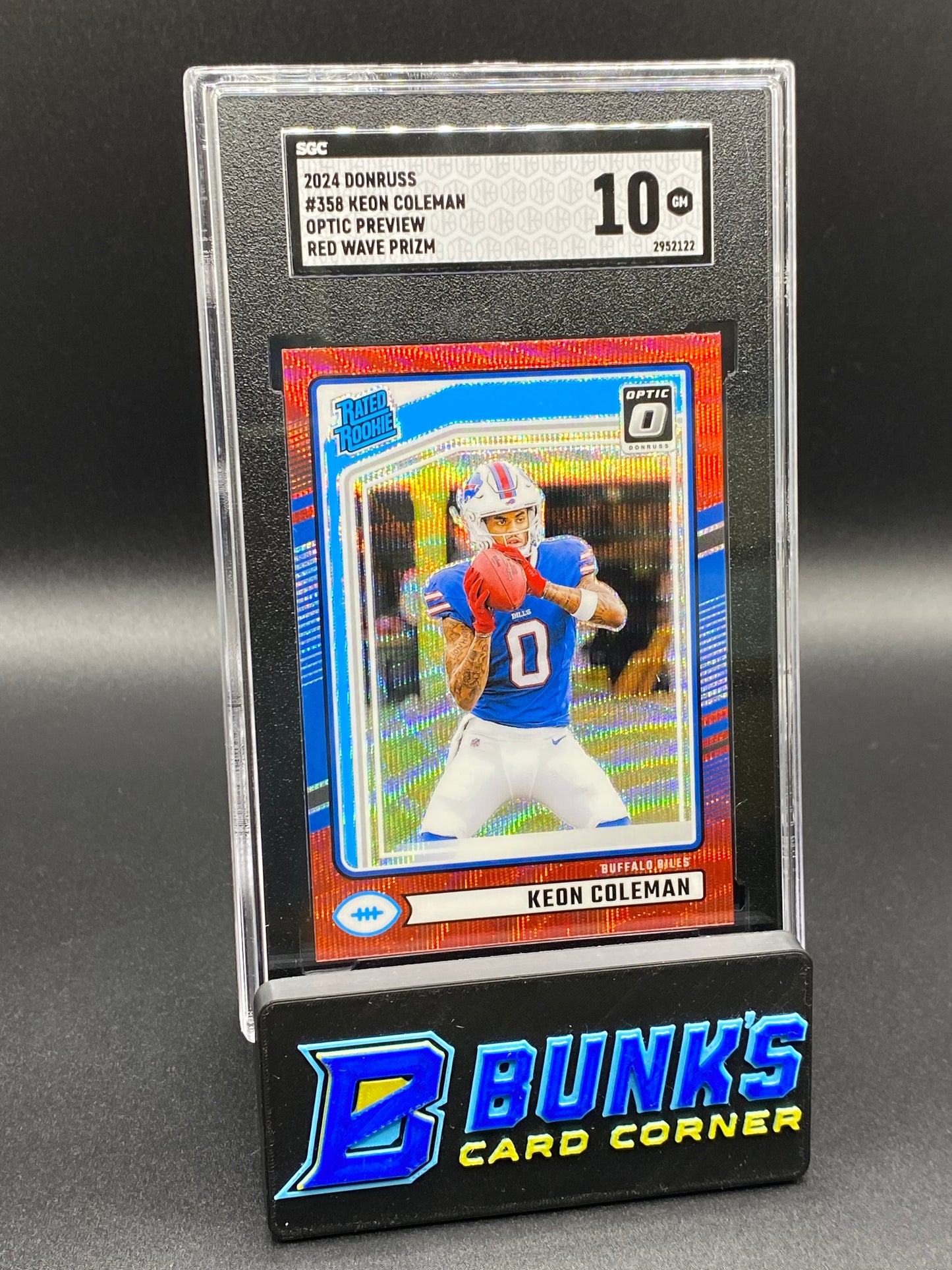 2024 Keon Coleman Optic Preview Red Wave Prizm SGC 10