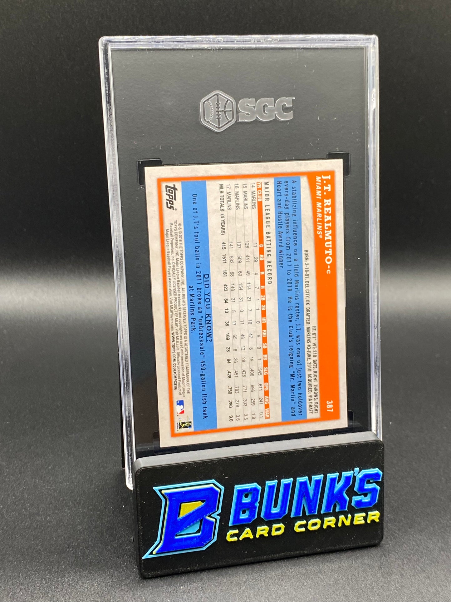 2021 JT Realmuto Sig. Series '18 Topps Buyback 1/1 SGC 10/9.5
