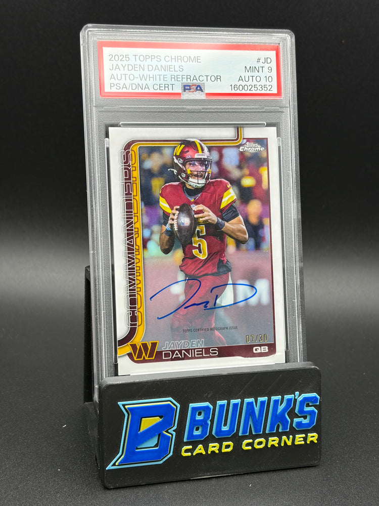 2025 Jayden Daniels Auto White Refractor PSA 9 Auto 10
