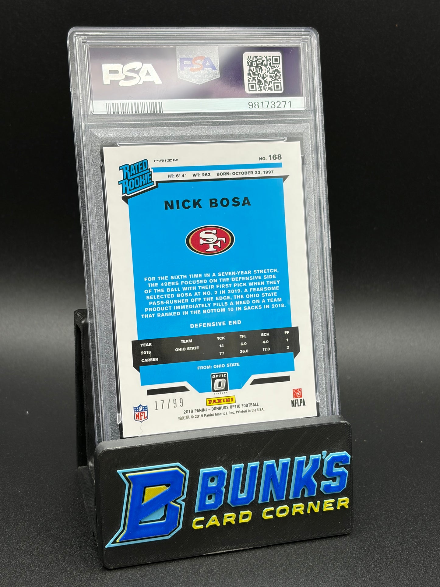 2019 Nick Bosa Red Panini Donruss Optic PSA 10 17/99
