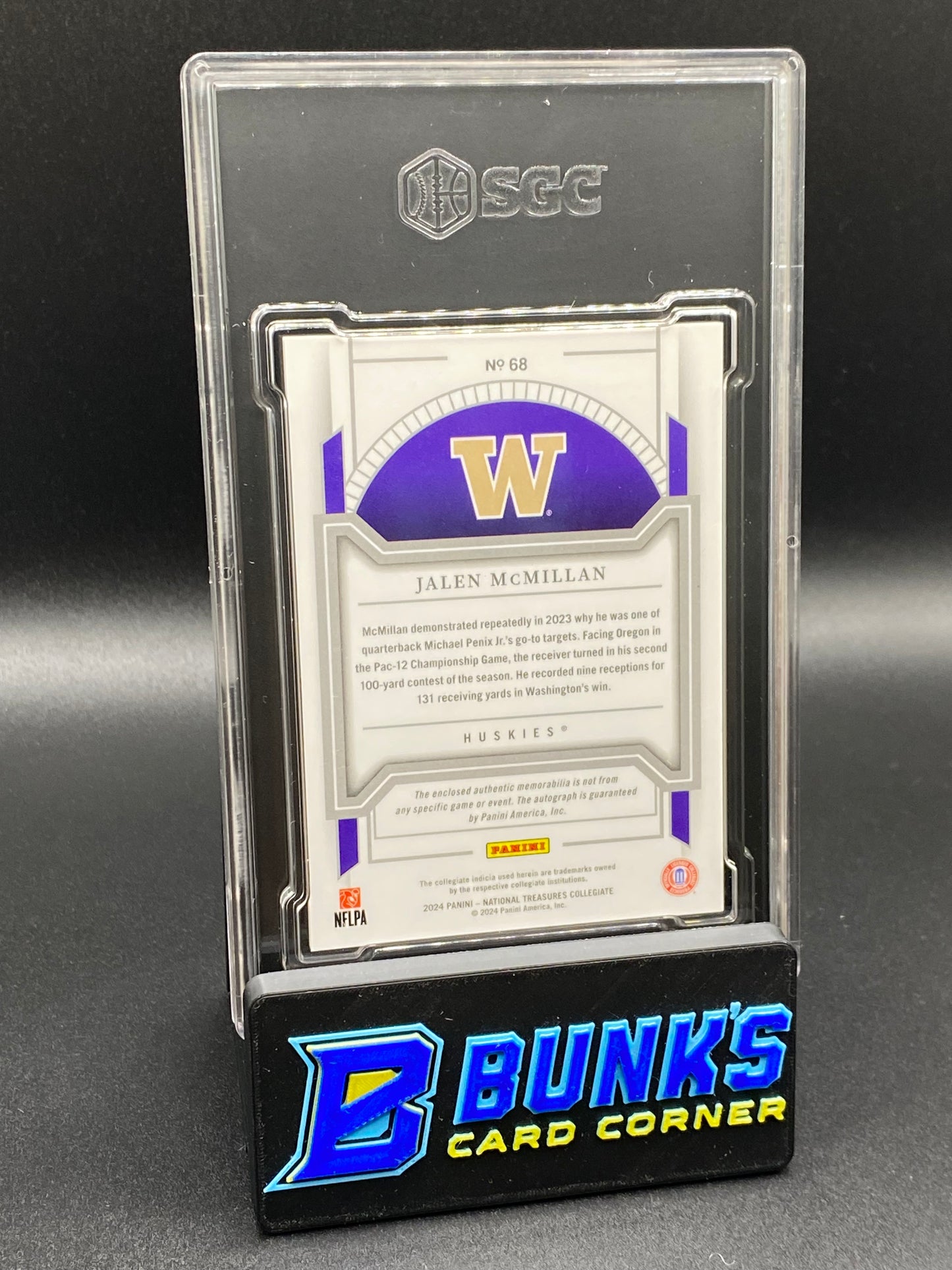 2024 Jalen McMillan College Material Sig. Silver 17/39 SGC 10/9.5