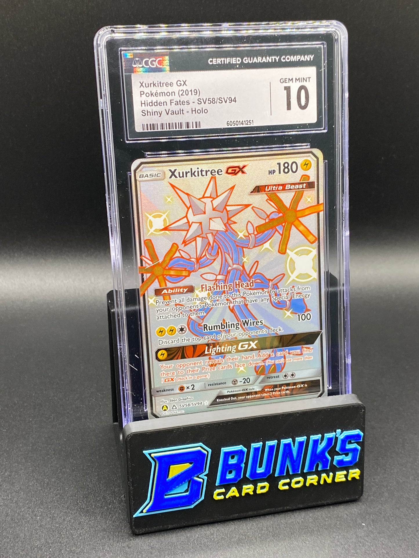 2019 Shiny Xurkitree gx Full Art Hidden fates CGC 10