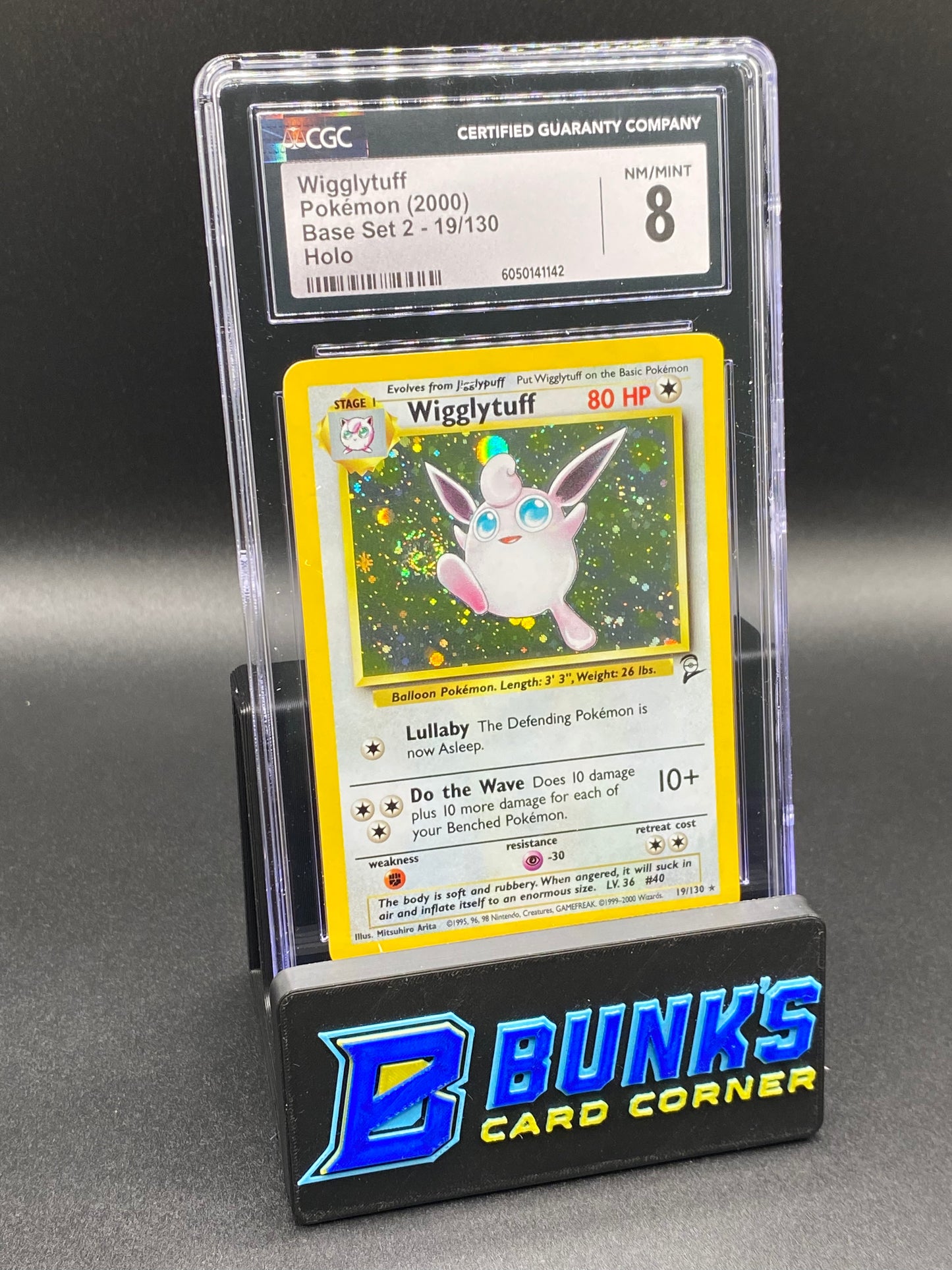 2000 Wigglytuff Base Set 2 Holo SWIRL CGC 8