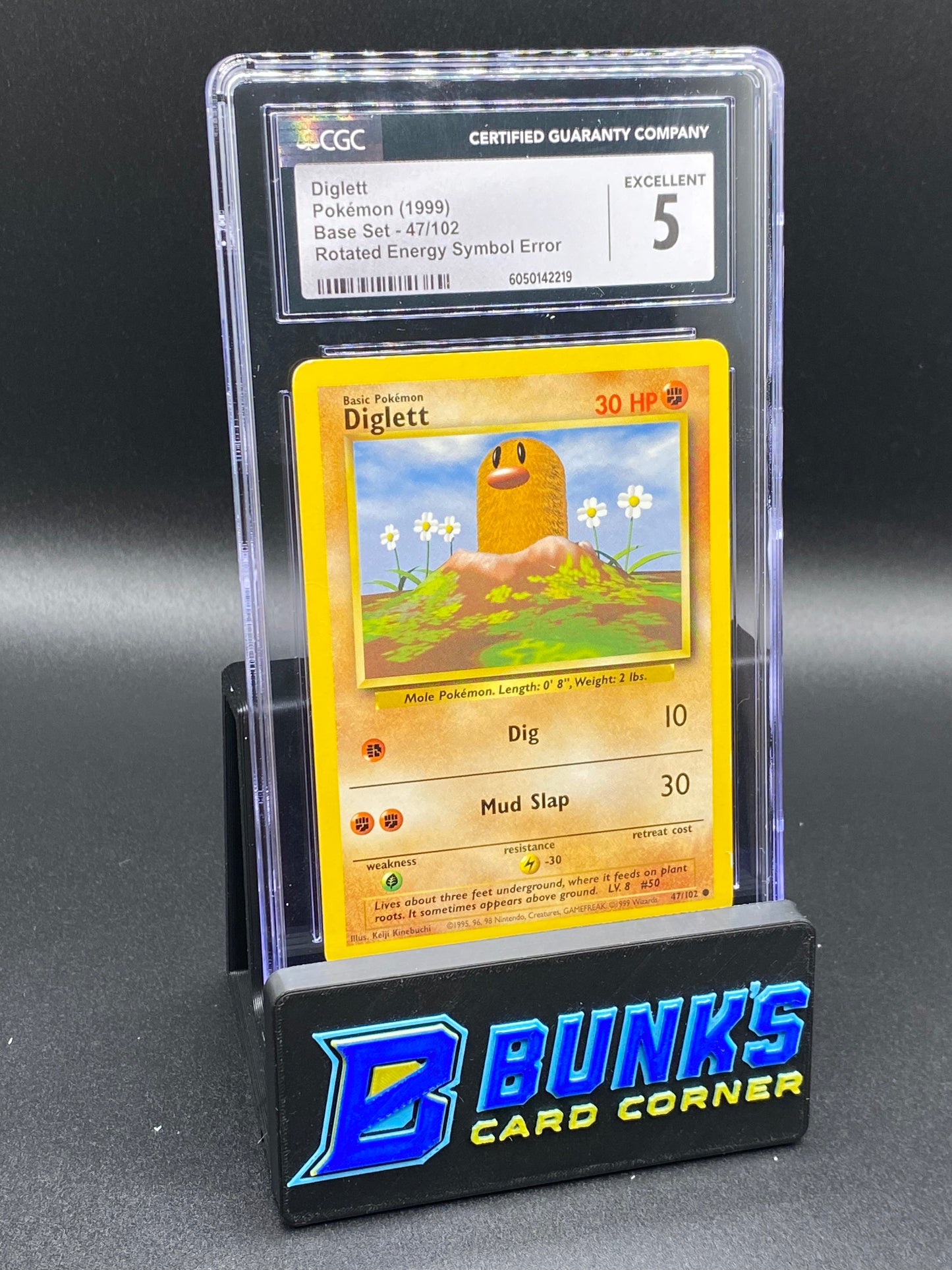 1999 Diglett Base Set Energy Symbol ERROR CGC 5
