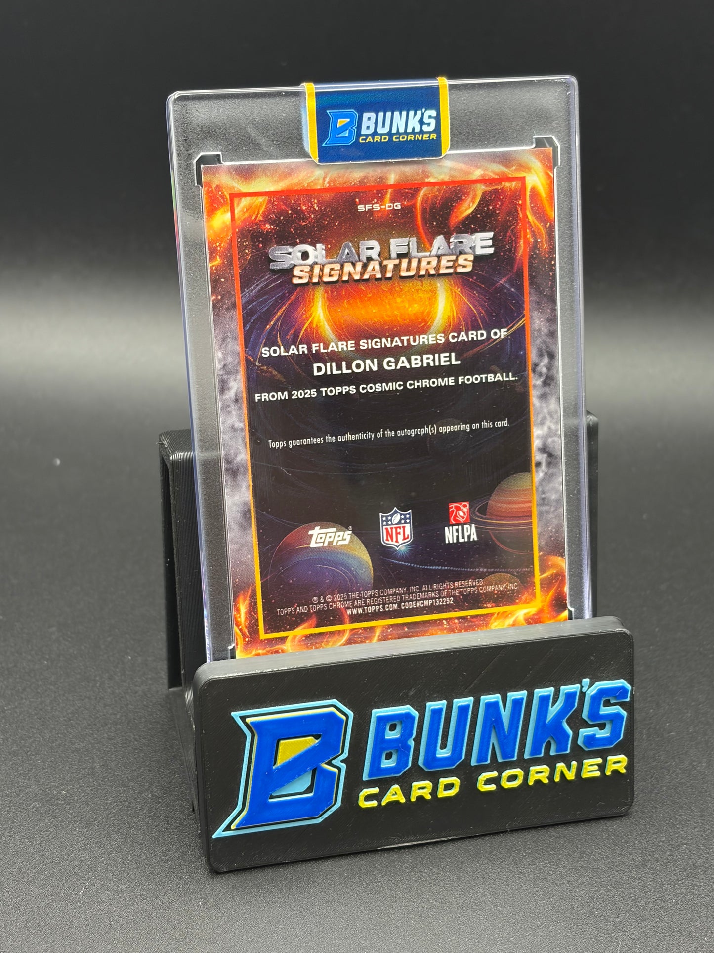 2025 Dillon Gabriel Topps Chrome Solar Flare Auto Gold Velocity RC 23/50