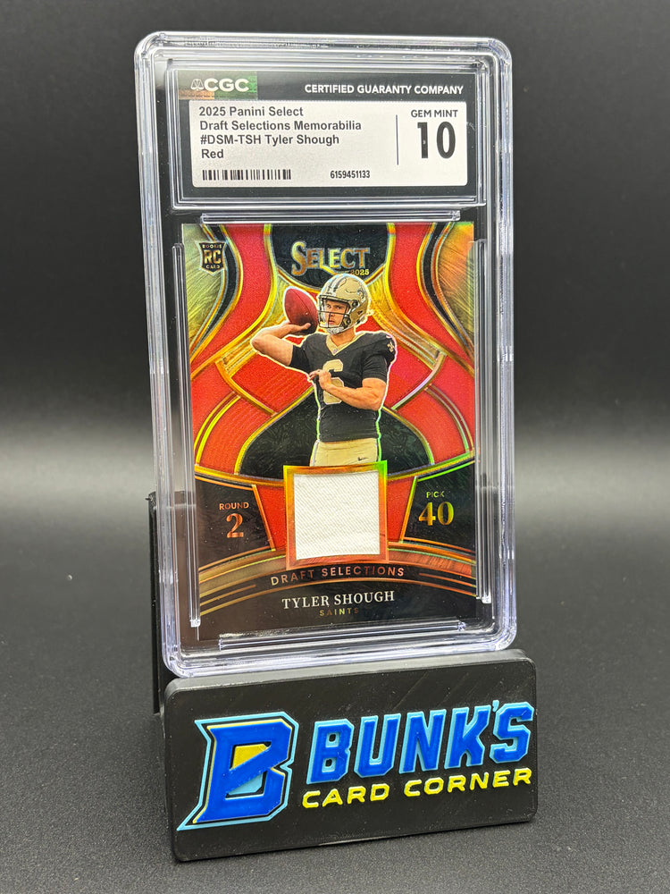 2025 Tyler Shough Red Draft Selection Memorabilia Select CGC 10 RC