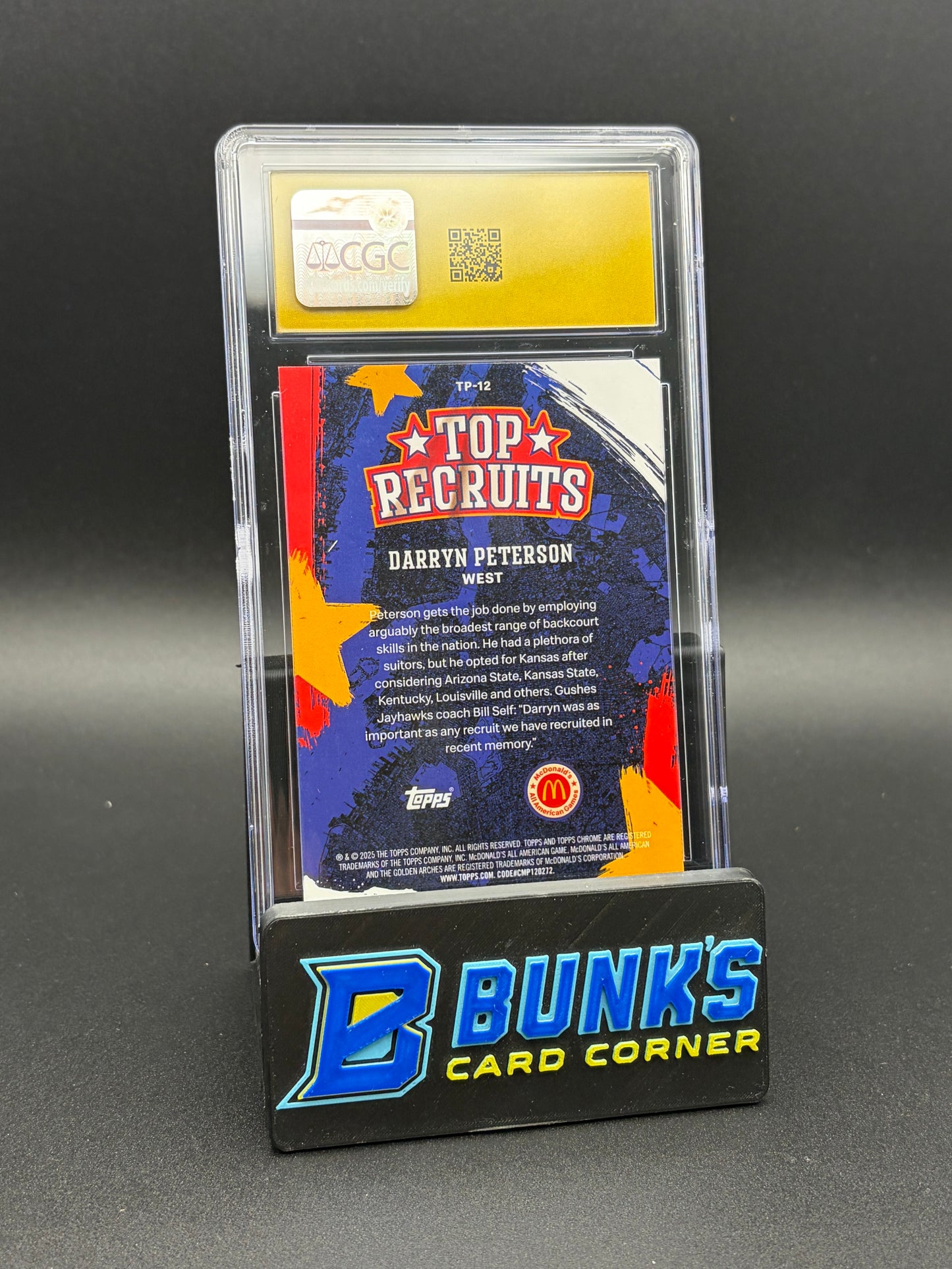 2025 Darryn Peterson Blue RayWave Refractor All American Topps Recruit CGC Pristine 10