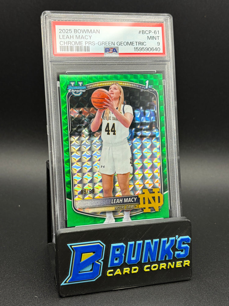 2025 Leah Macy Chrome Prospect Green Geometric PSA 9 89/99