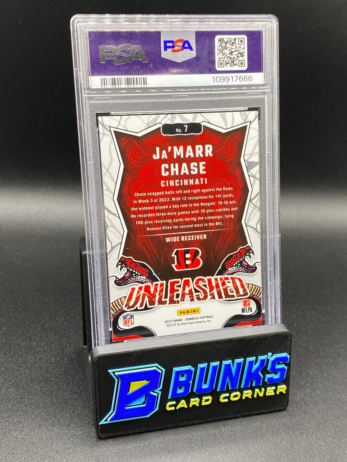 2024 Ja'Marr Chase Unleashed Gold PSA 8