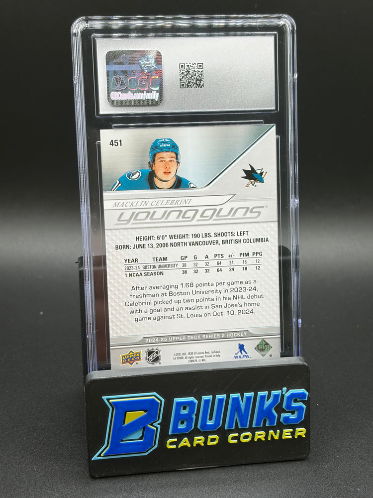 2024-25 Macklin Celebrini Young Guns Upper Deck CGC 10
