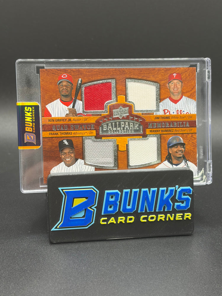 2008 Ken Griffey Jr & Frank Thomas & Jim Thome & Manny Ramirez Quad Patches Ballpark