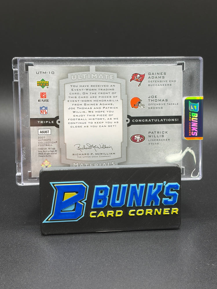2007 Gaines Adams & Joe Thomas & Patrick Willis Upper Deck Ultimate Materials 44/50