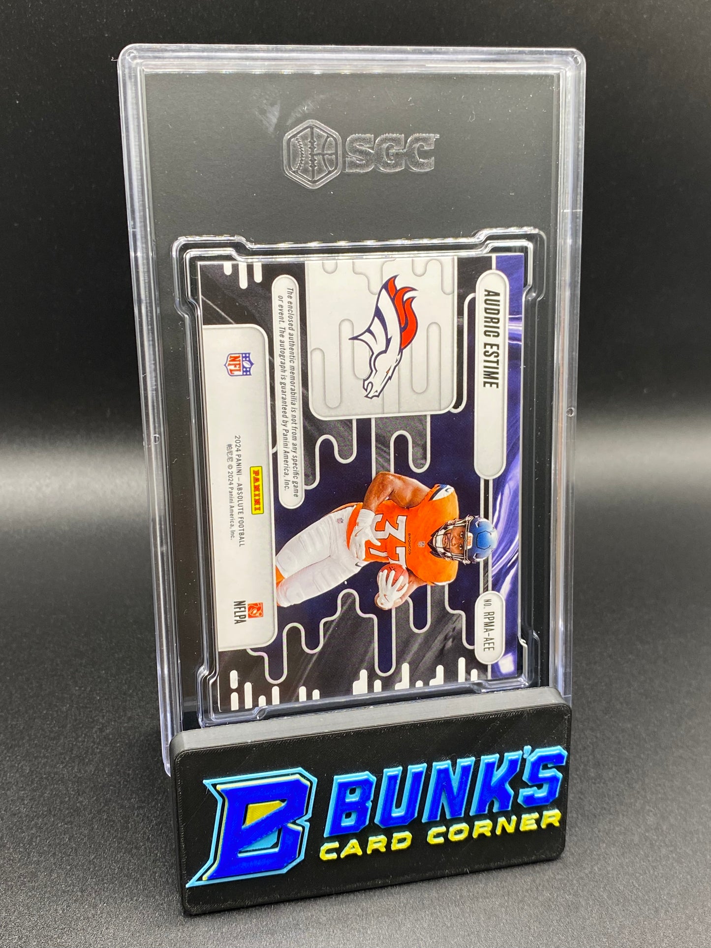 2024 Audric Estime Rookie Premiere Quad Mat. Auto. 34/49 SGC 10/9