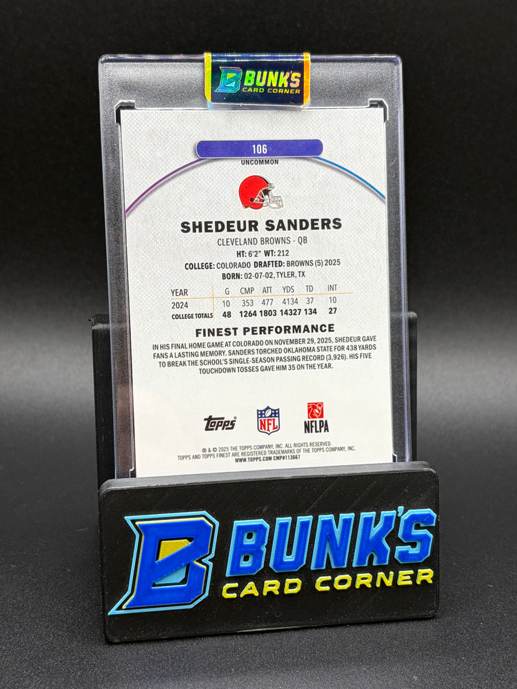 2025 Shedeur Sanders Topps Finest 10/99 RC