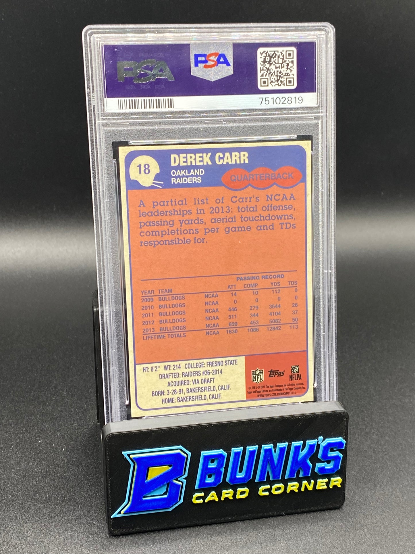 2014 Derek Carr Pulsar Ref. PSA 10