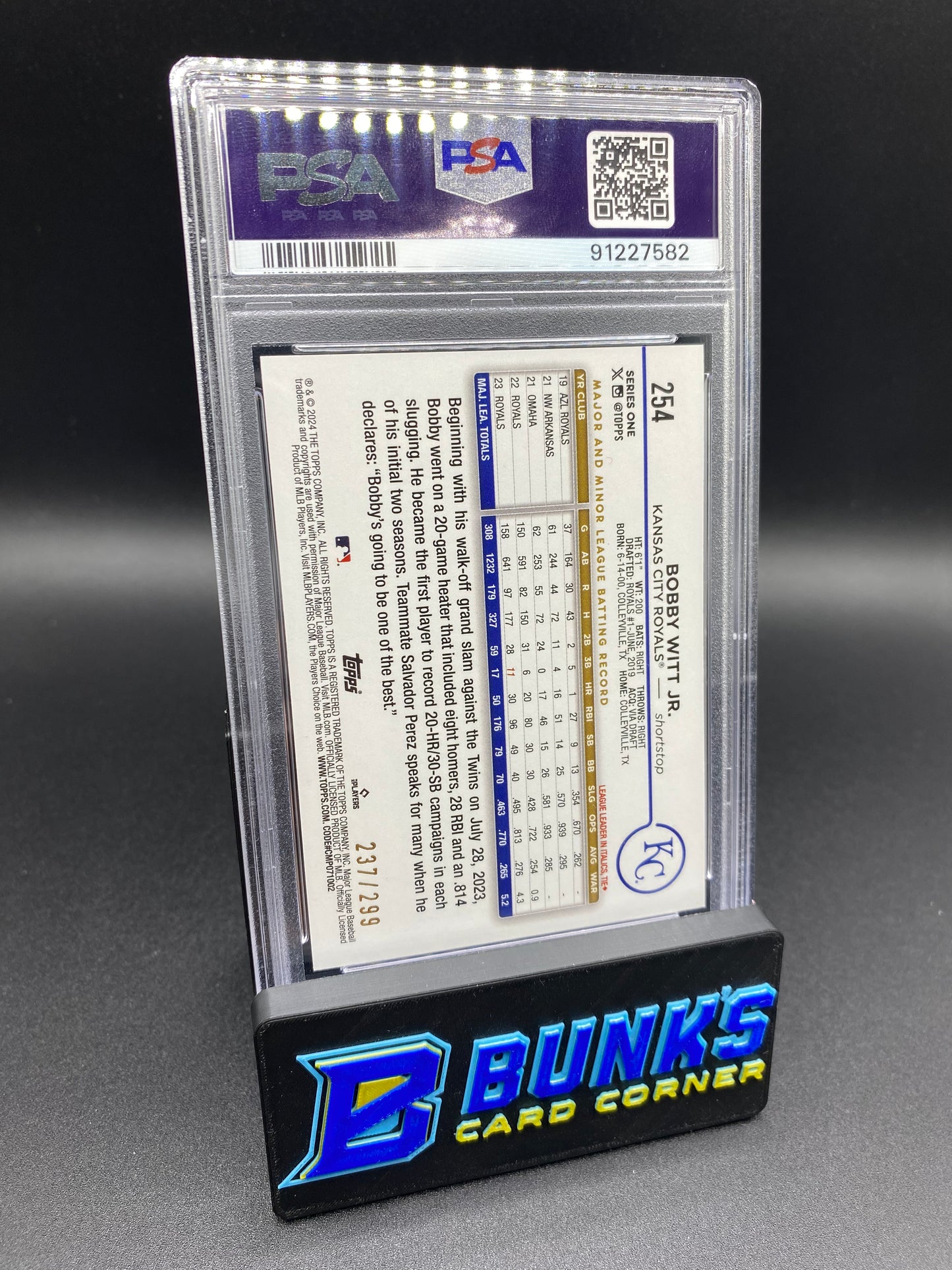 2024 Bobby Witt Jr. Orange Crackle Foil Board PSA 10