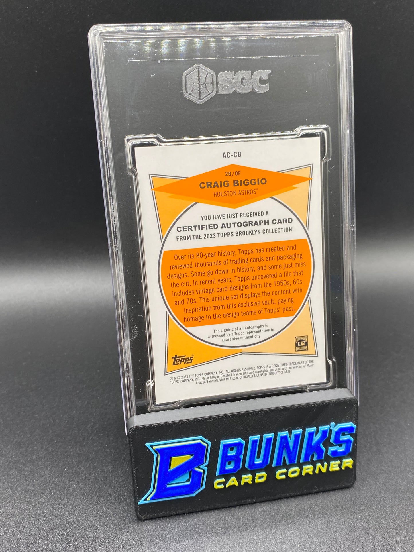 2023 Craig Biggio Auto. Blue 9/30 SGC 10/10