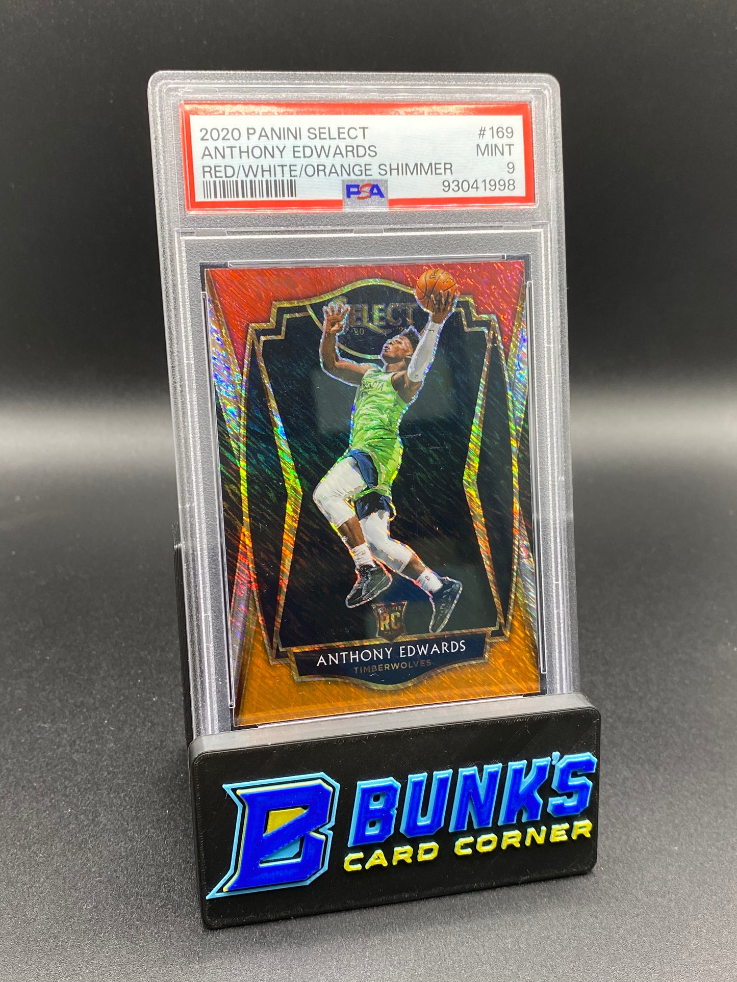 2020 Anthony Edwards Red/White/Orange Shimmer PSA 9