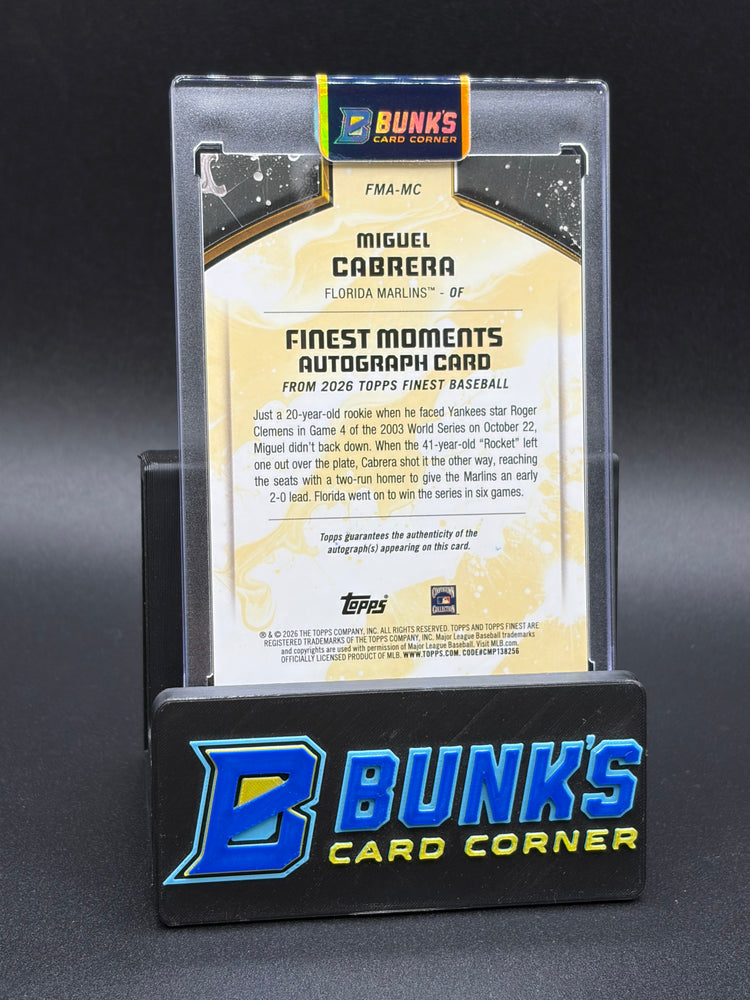 2026 Miguel Cabrera Topps Finest Gold Auto 50/50