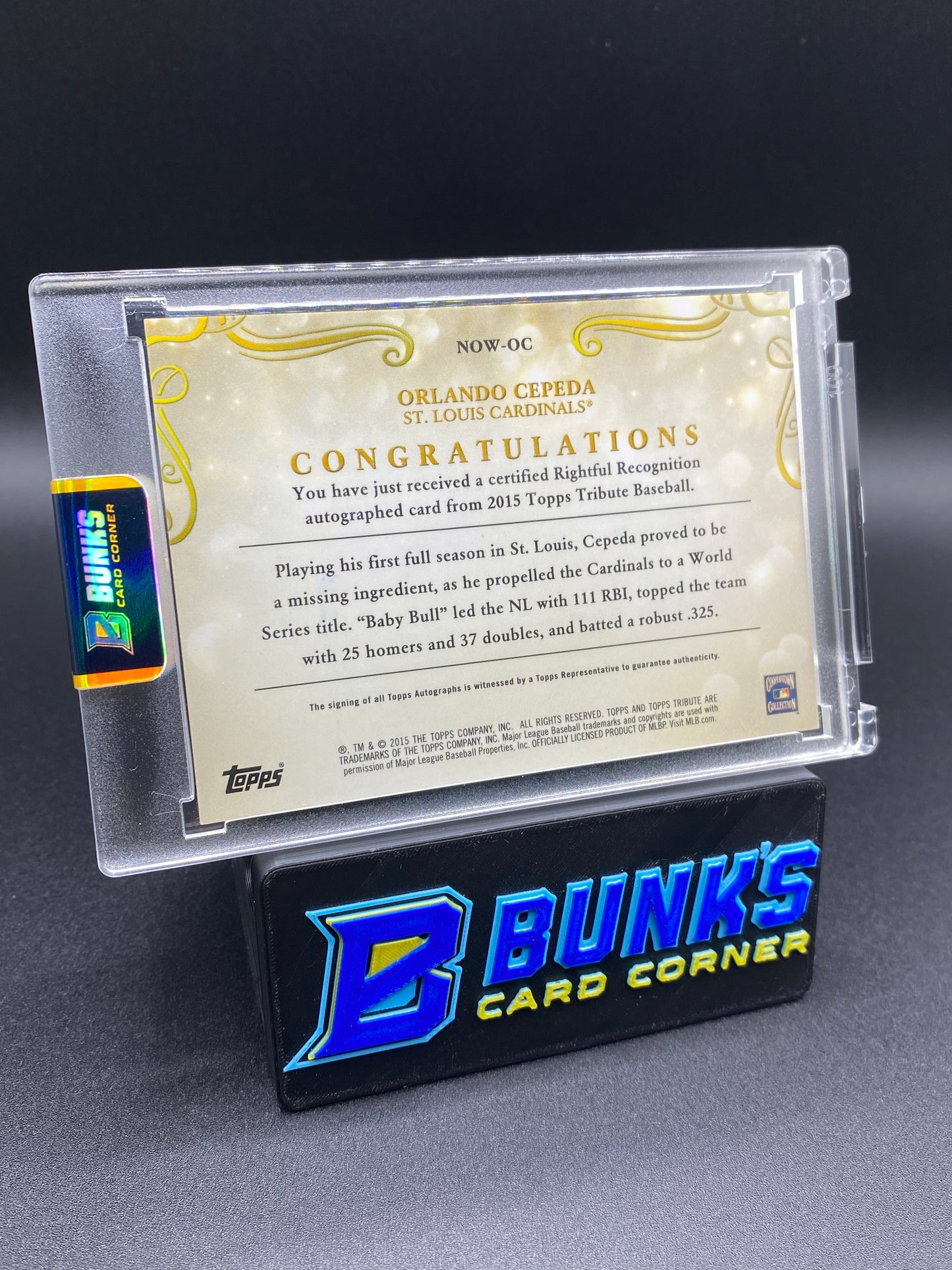 2015 Orlando Cepeda Auto. HOF 7/25