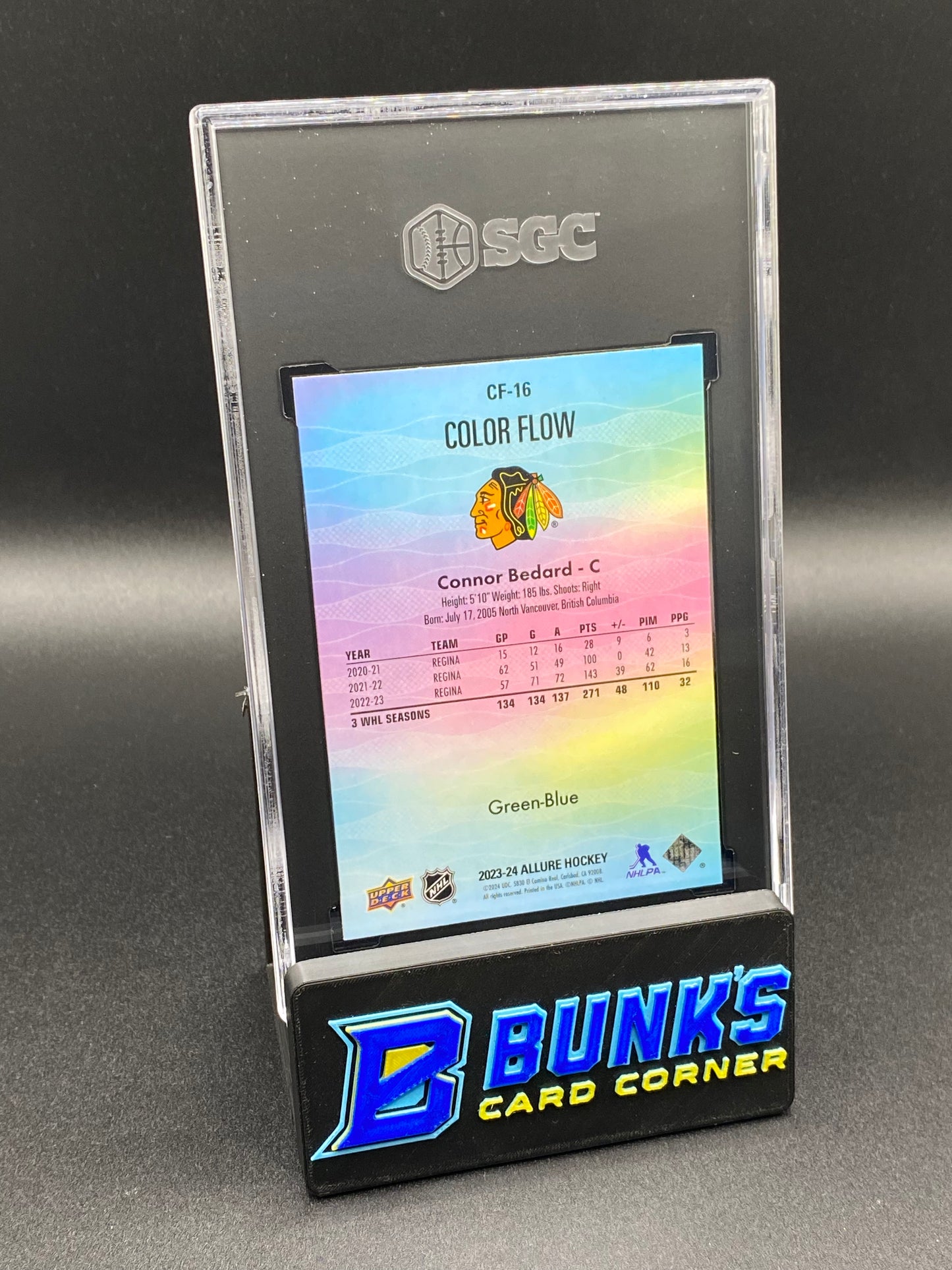 2023-24 Connor Bedard Color Flow Green/Blue SGC 9.5