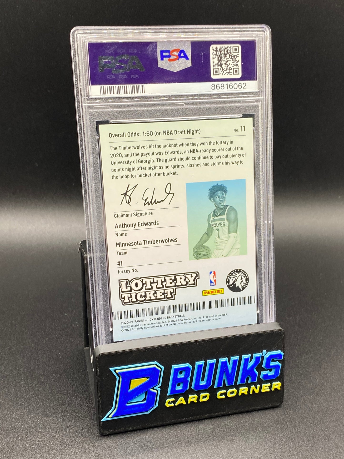 2020 Anthony Edwards Lottery Ticket PSA 9