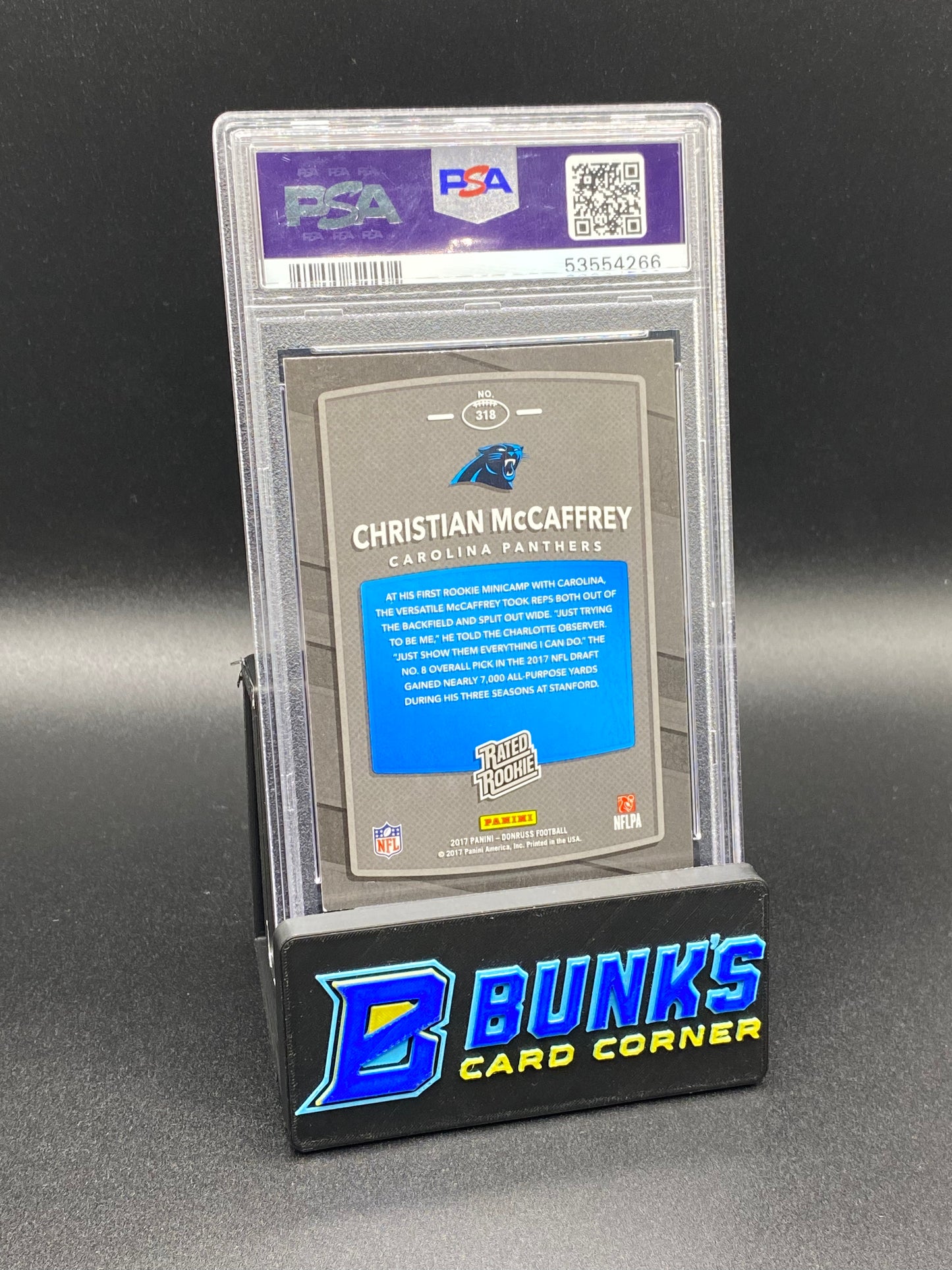 2017 Christian McCaffrey Blue Press Proof PSA 9