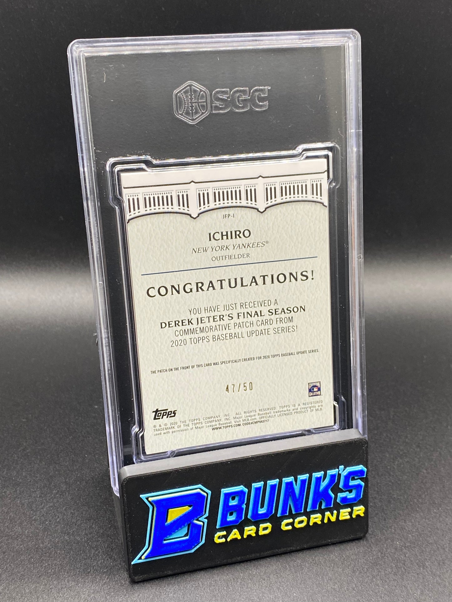 2020 Ichiro Suzuki Jeter Final Season Patch Black 47/50 SGC Authentic