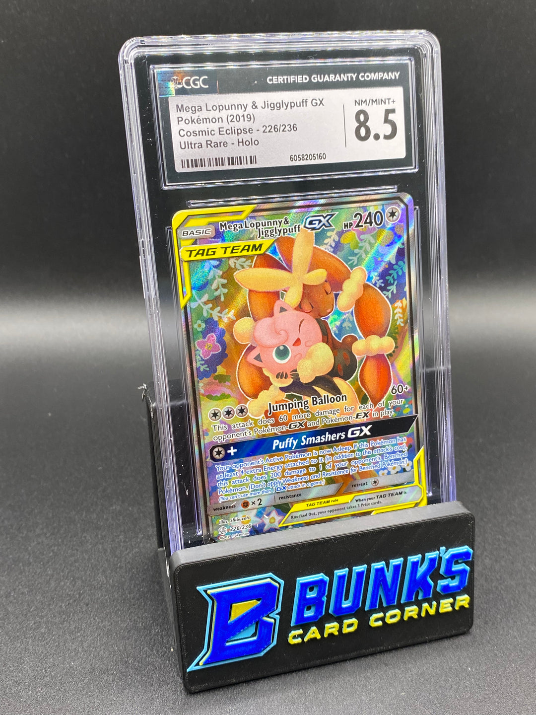 CGC 8.5 Mega Lopunny & Jigglypuff Gx Ultra Rare Cosmic Eclipse