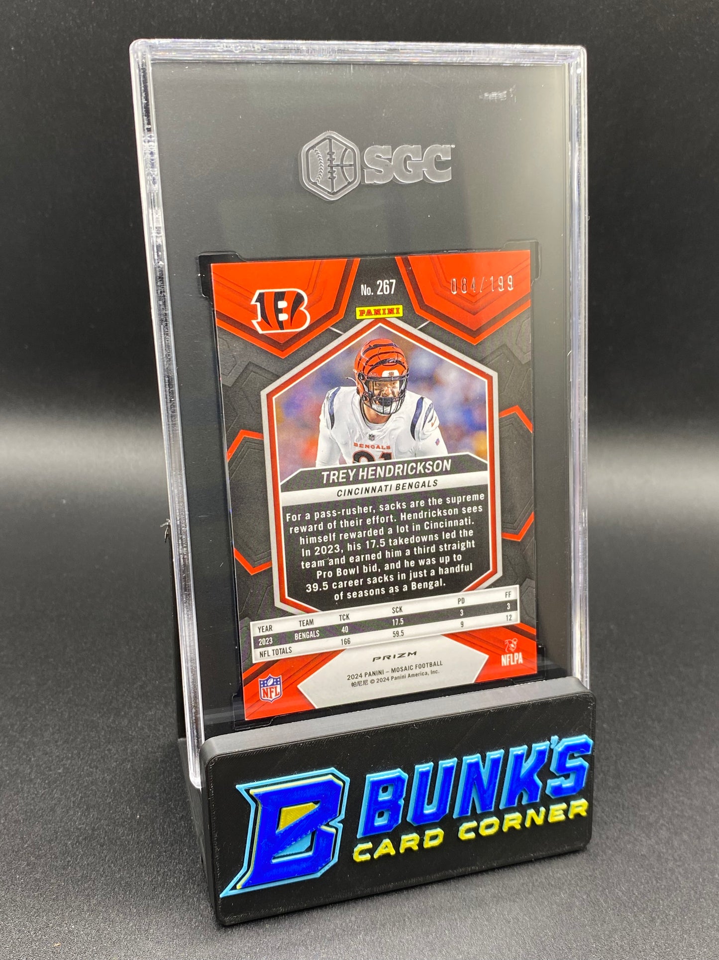 2024 Trey Hendrickson Orange Prizm 84/199 SGC 10