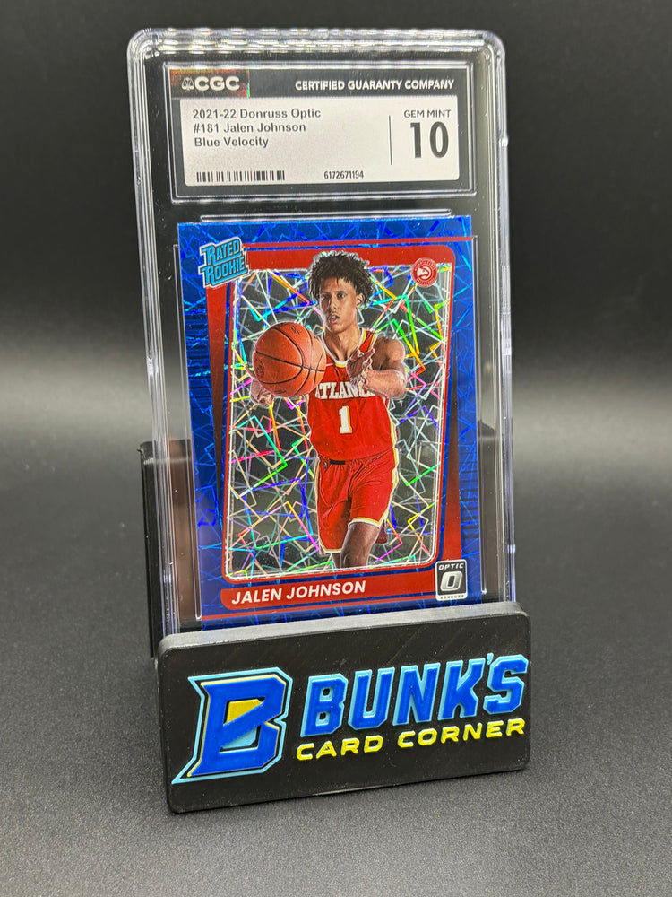 2021-22 Jalen Johnson Blue Velocity Donruss Optic CGC 10 RC