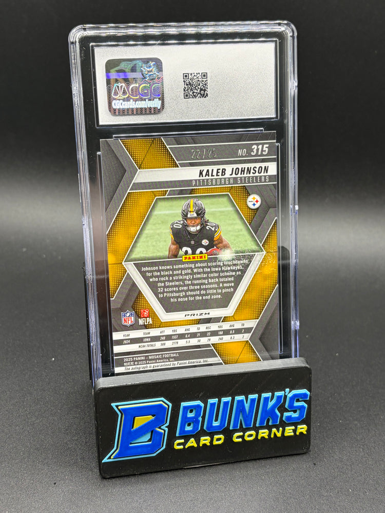 2025 Kaleb Johnson Choice Fusion Green & Black Rookie Auto CGC 9.5 Auto 10 22/25