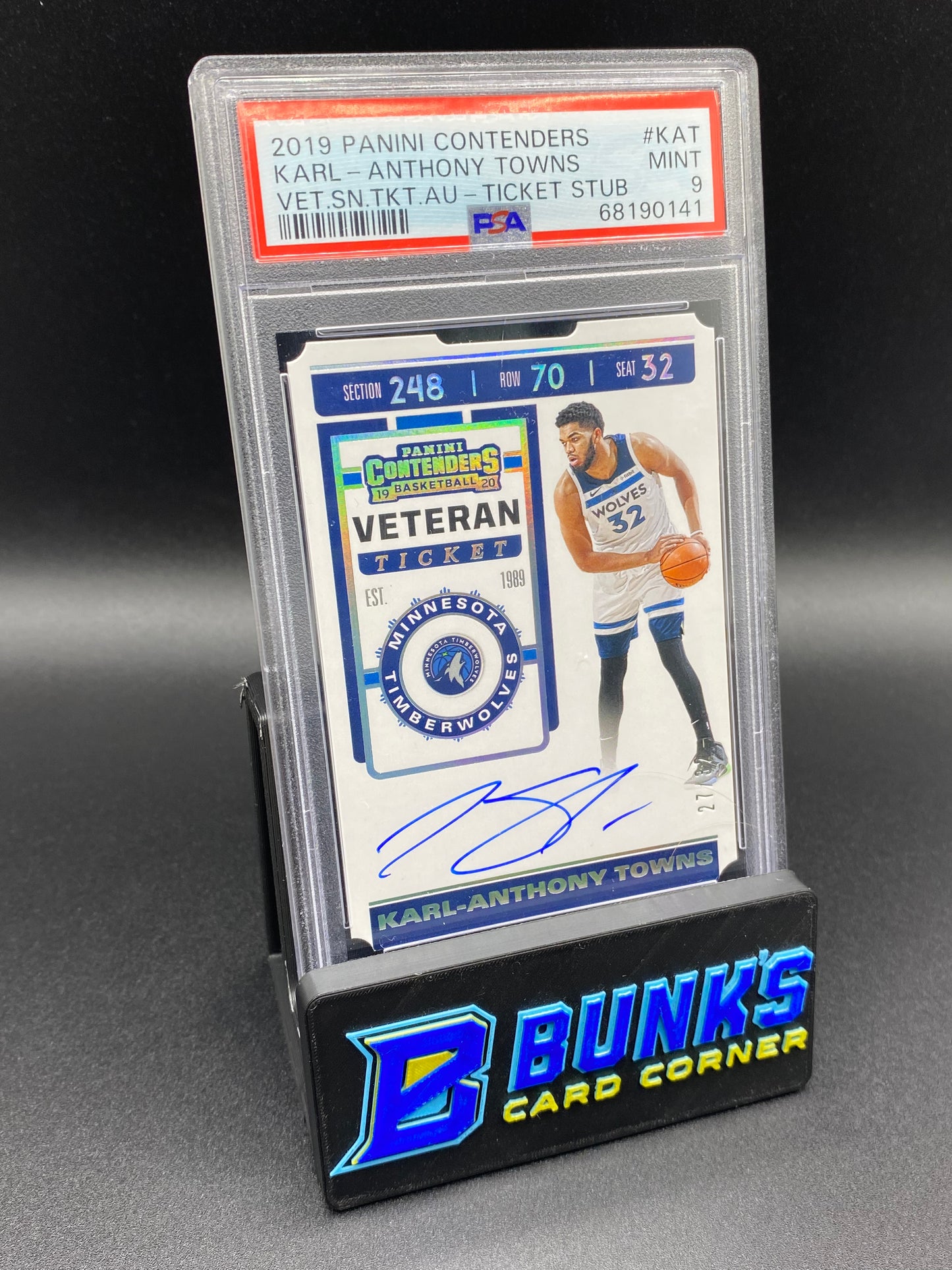 2019 Karl-Anthony Towns Panini Contenders Auto PSA 9