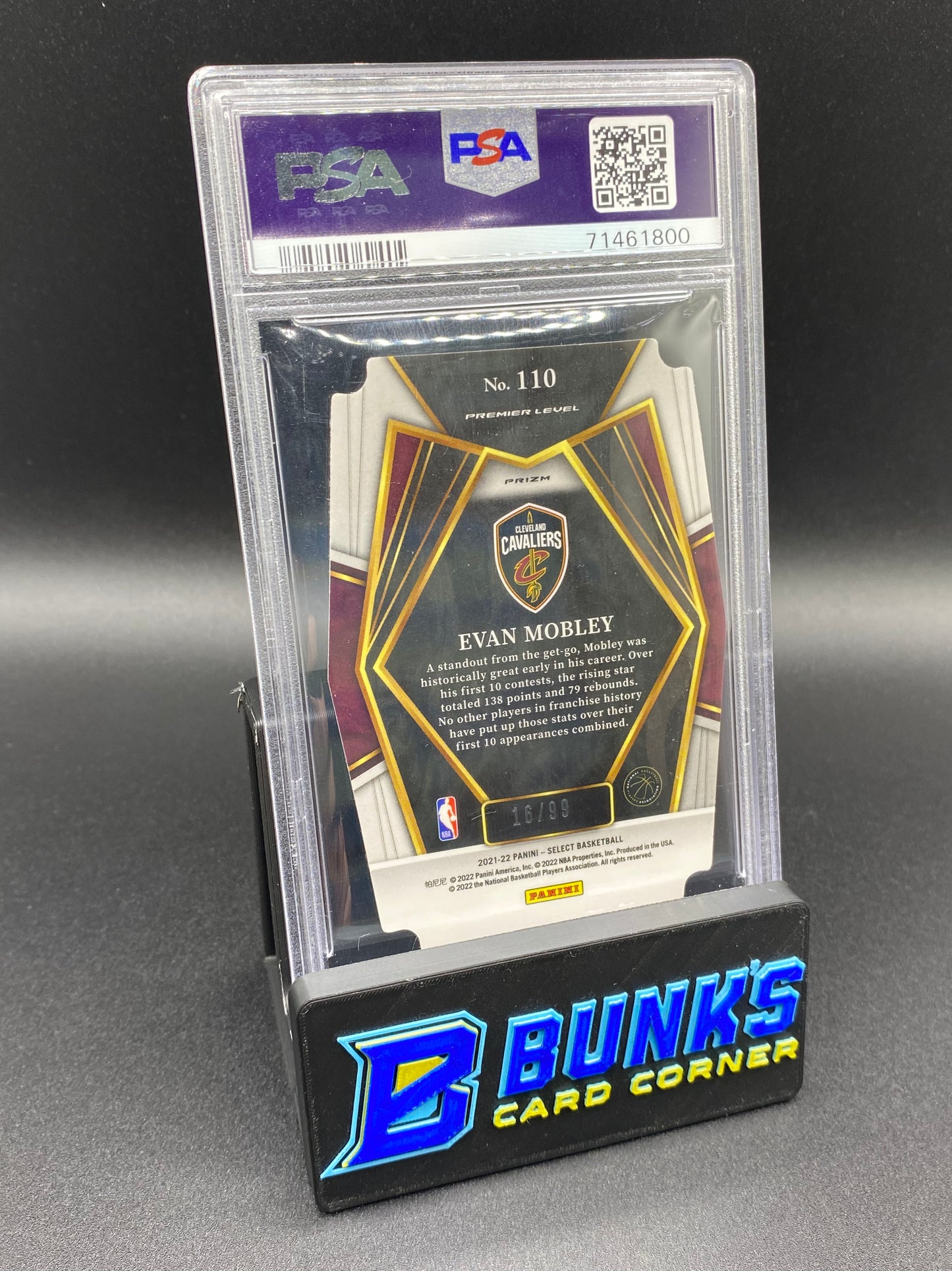 2021 Evan Mobley Purple Die-Cut Prizm PSA 10