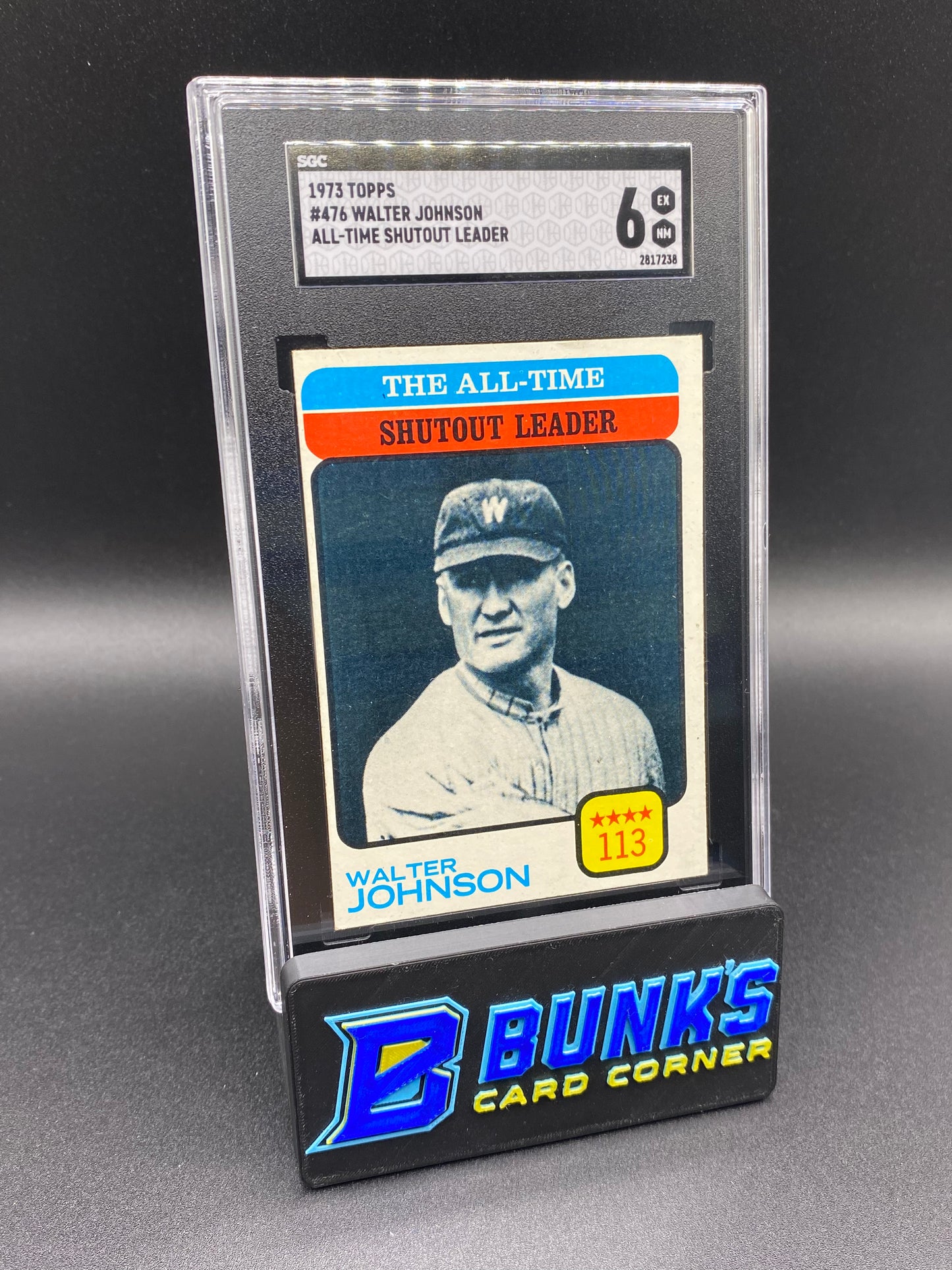 1973 Walter Johnson All-Time Shutout Leader SGC 6