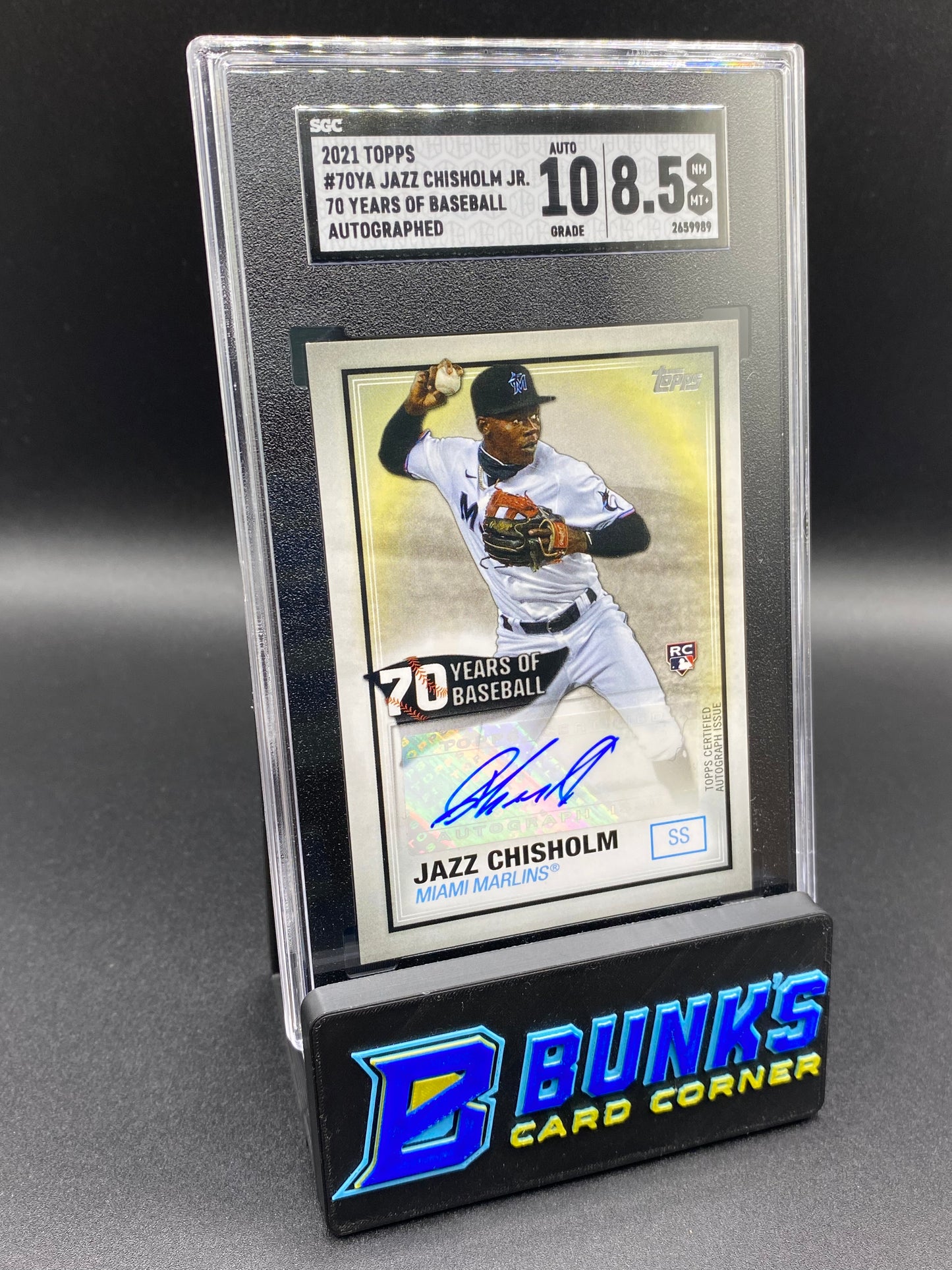 2021 Jazz Chisholm Jr. 70 Years of Baseball Auto SGC 10/8.5