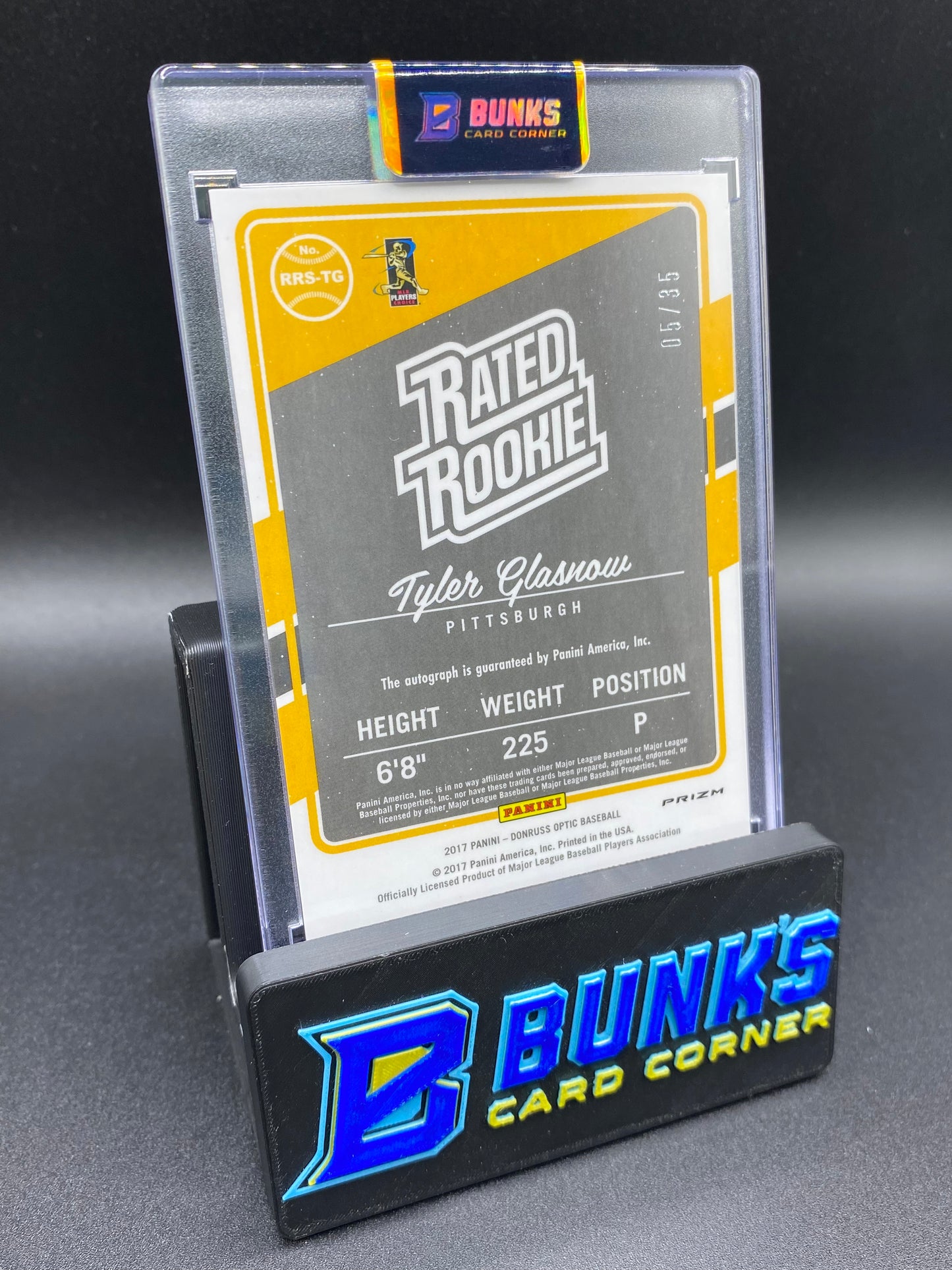 2017 Tyler Glasnow Rated Rookie Red/Yellow/Black 5/35