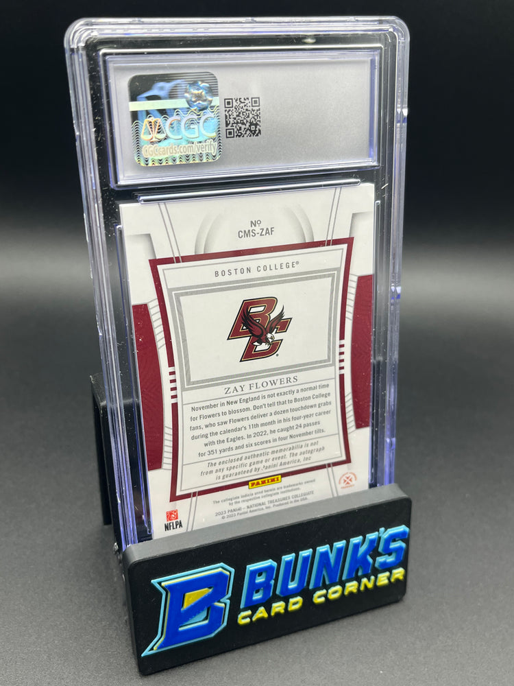 2023 Zay Flowers Silver College Materials Signatures AU Auto 10 RC 3/39