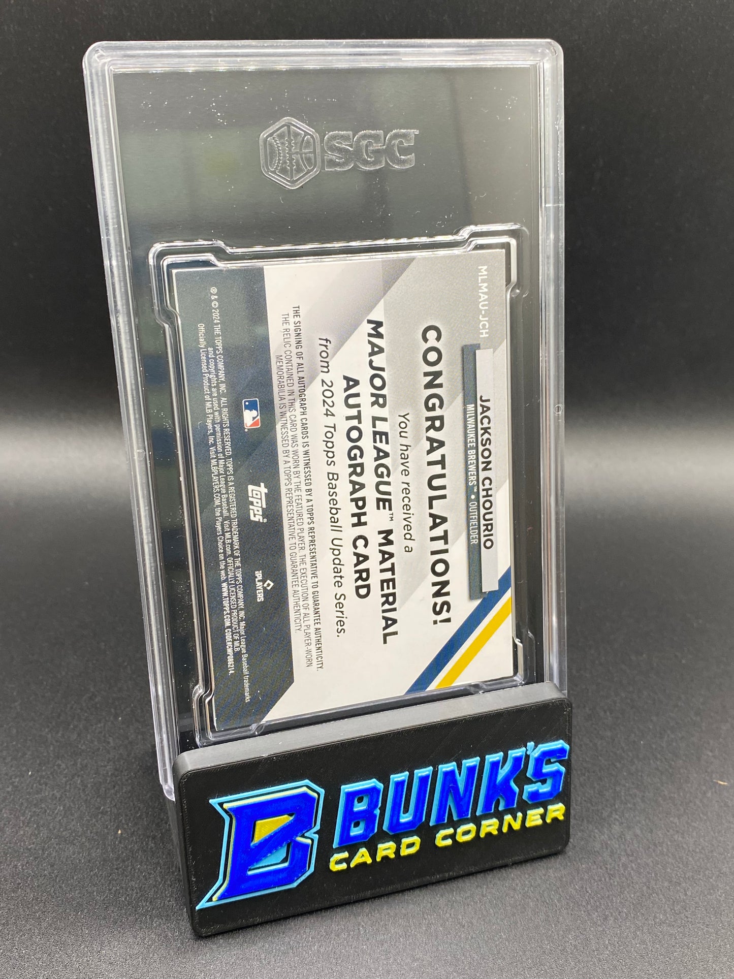 2024 Jackson Chourio Major League Mat. Auto 20/50 SGC Auto 10