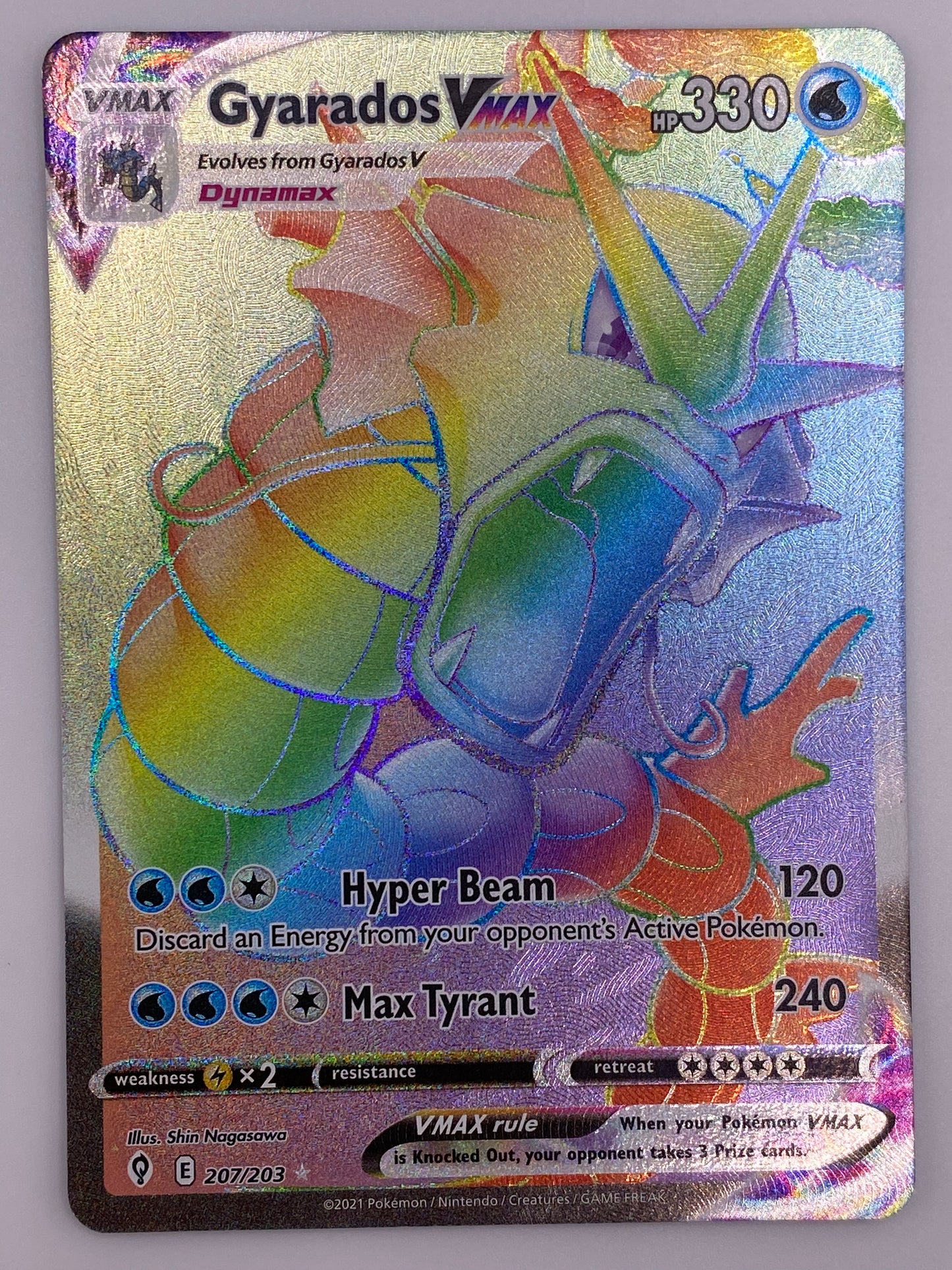 Gyarados Vmax Rainbow Rare Evolving Skies NM